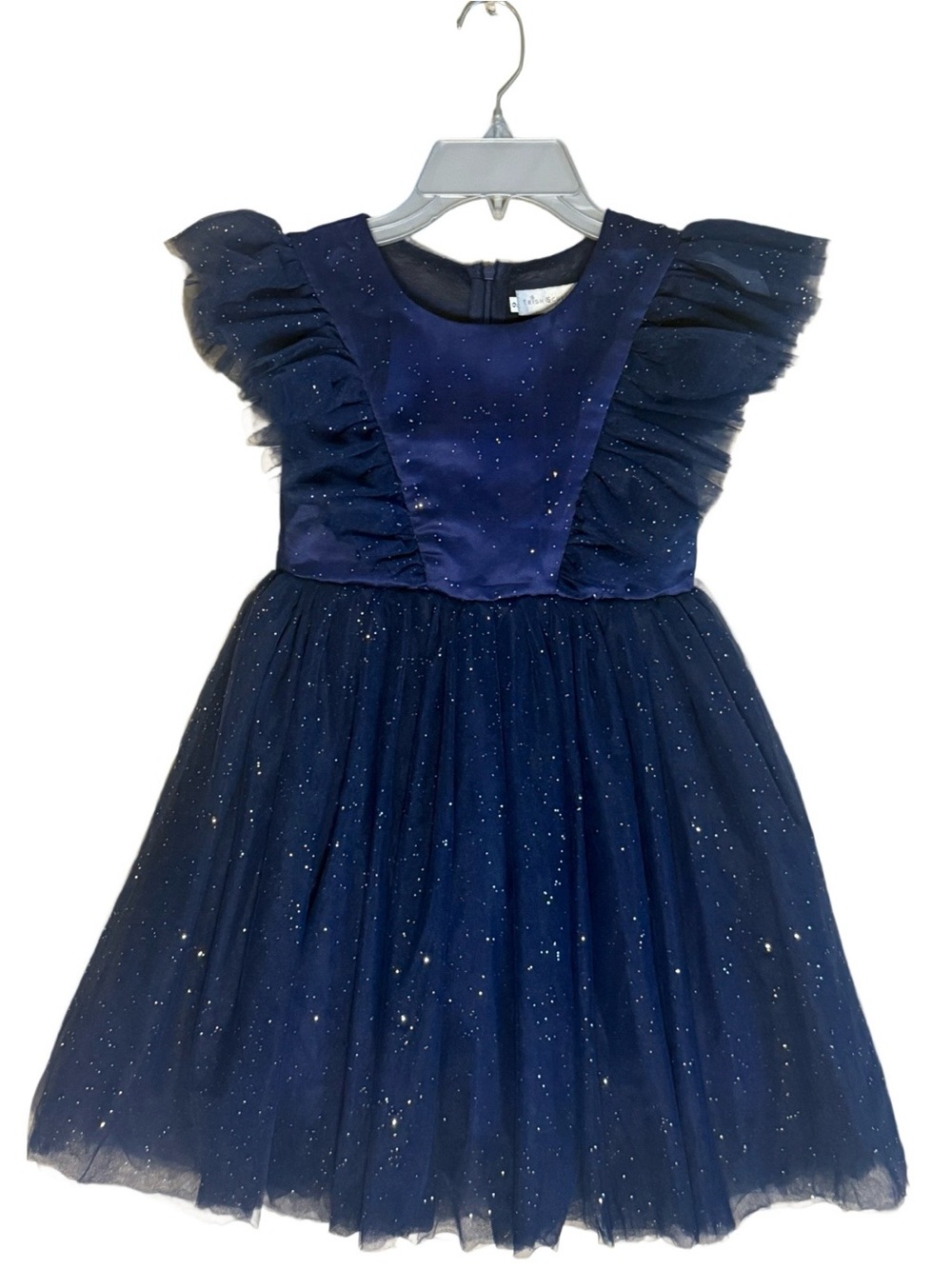 Trish Scully Navy Glitter Tulle Party Dress